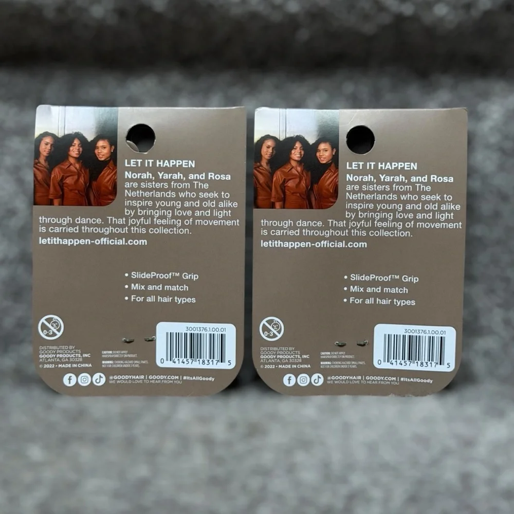 NEW Goody Tru x Let It Happen SlideProof‎ Hair Clip & Bobby Pin Set - SET OF TWO